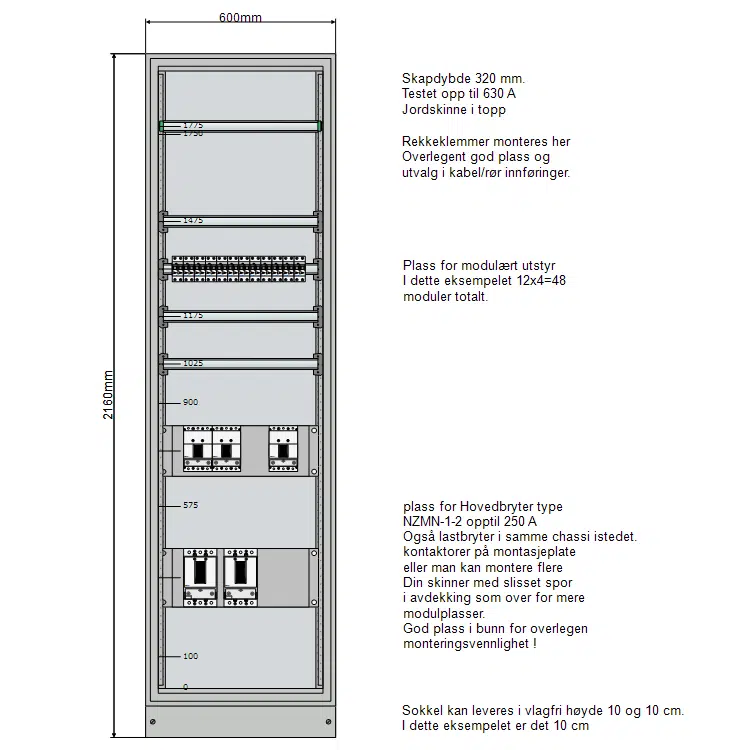 Underfordeling 600mm, 4 rader 250A IT 4 Underfordeling 600mm, 4 rader 250A IT - Bilde 2