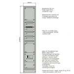 Underfordeling 400mm, 5-6 rader effektbryter 250A IT 1 Sett forfra uten dor 102
