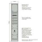 Underfordeling 400mm, 5-6 rader effektbryter 250A TN 2 Sett forfra uten dor 103