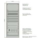 Underfordeling 800mm, 5-6 rader 250A IT 1 Sett forfra uten dor 150
