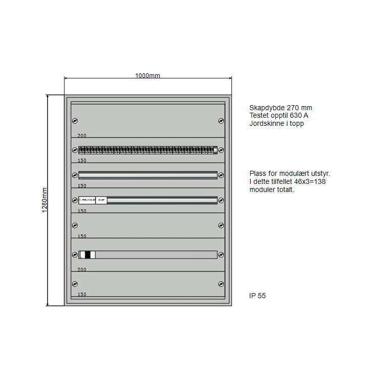 160A Modulskap 1000x1260 3 rader