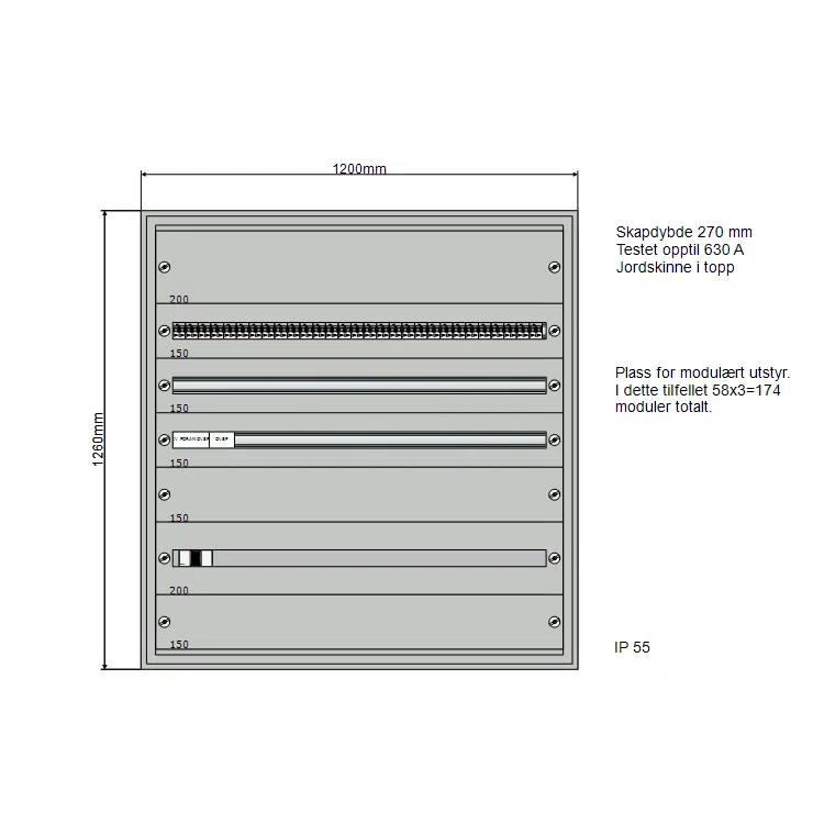 160A Modulskap 1200x1260 3 rader