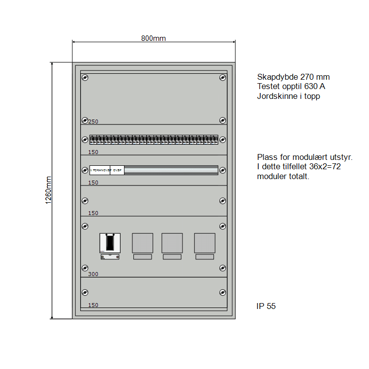 250A Modulskap 800x1260 2 rader