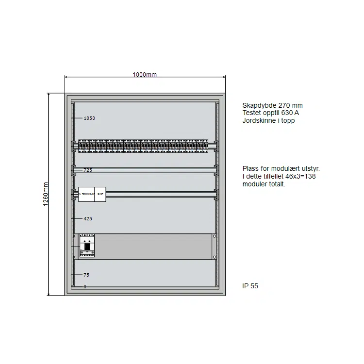 160A Modulskap 1000x1260 3 rader 4 160A Modulskap 1000x1260 3 rader - Bilde 2