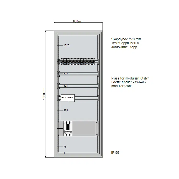 250A Modulskap 600x1560 4 rader 4 250A Modulskap 600x1560 4 rader - Bilde 2