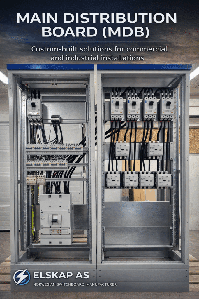 Custom-built electrical distribution board by Elskap AS in Norway