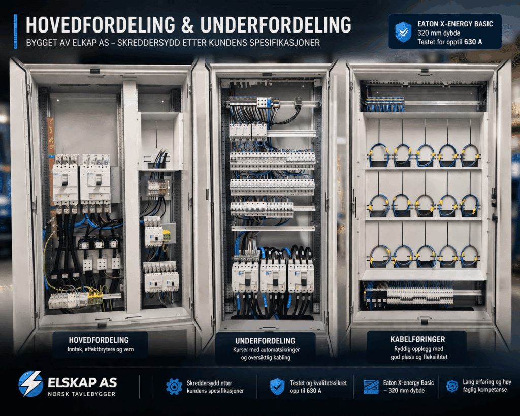 hovedfordeling og underfordeling bygget av tavlebygger Elskap AS