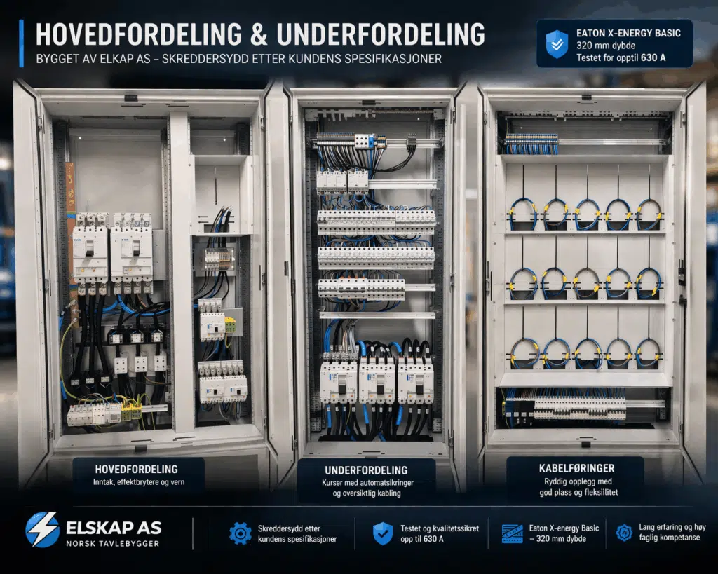 hovedfordeling og underfordeling bygget av tavlebygger Elskap AS