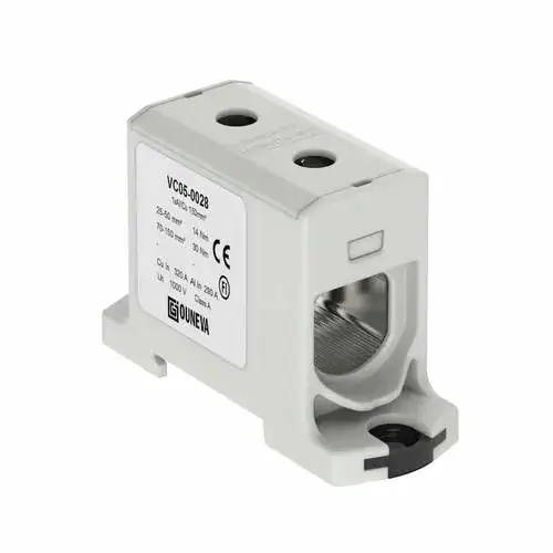 Overgangsklemme Al Cu 25 150mm 1 pol for aluminium- og kobberledere. Egnet for tavler, fordelinger og tilknytningsskap.