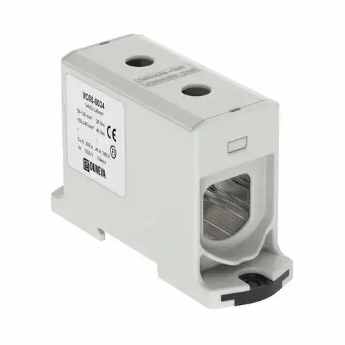 Overgangsklemme Al Cu 35 240mm 1 pol for aluminium- og kobberledere. Egnet for tavler, fordelinger og tilknytningsskap.