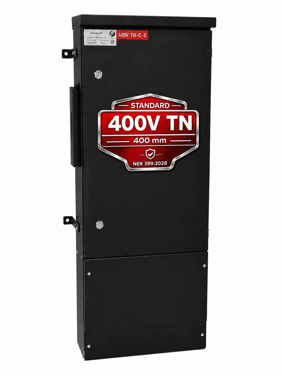 Tilsnytningsskap 400V TN 400 mm i sort aluminium for utendørs installasjon i henhold til NEK 399